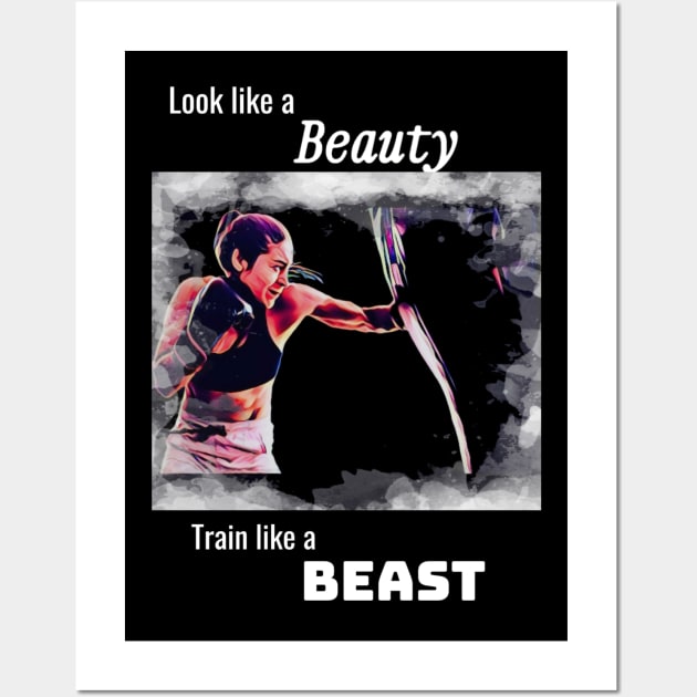 Woman boxing: Motivational quote Wall Art by Walters Mom